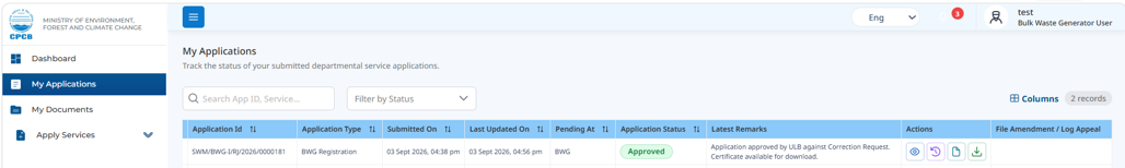 BWG Approved Application